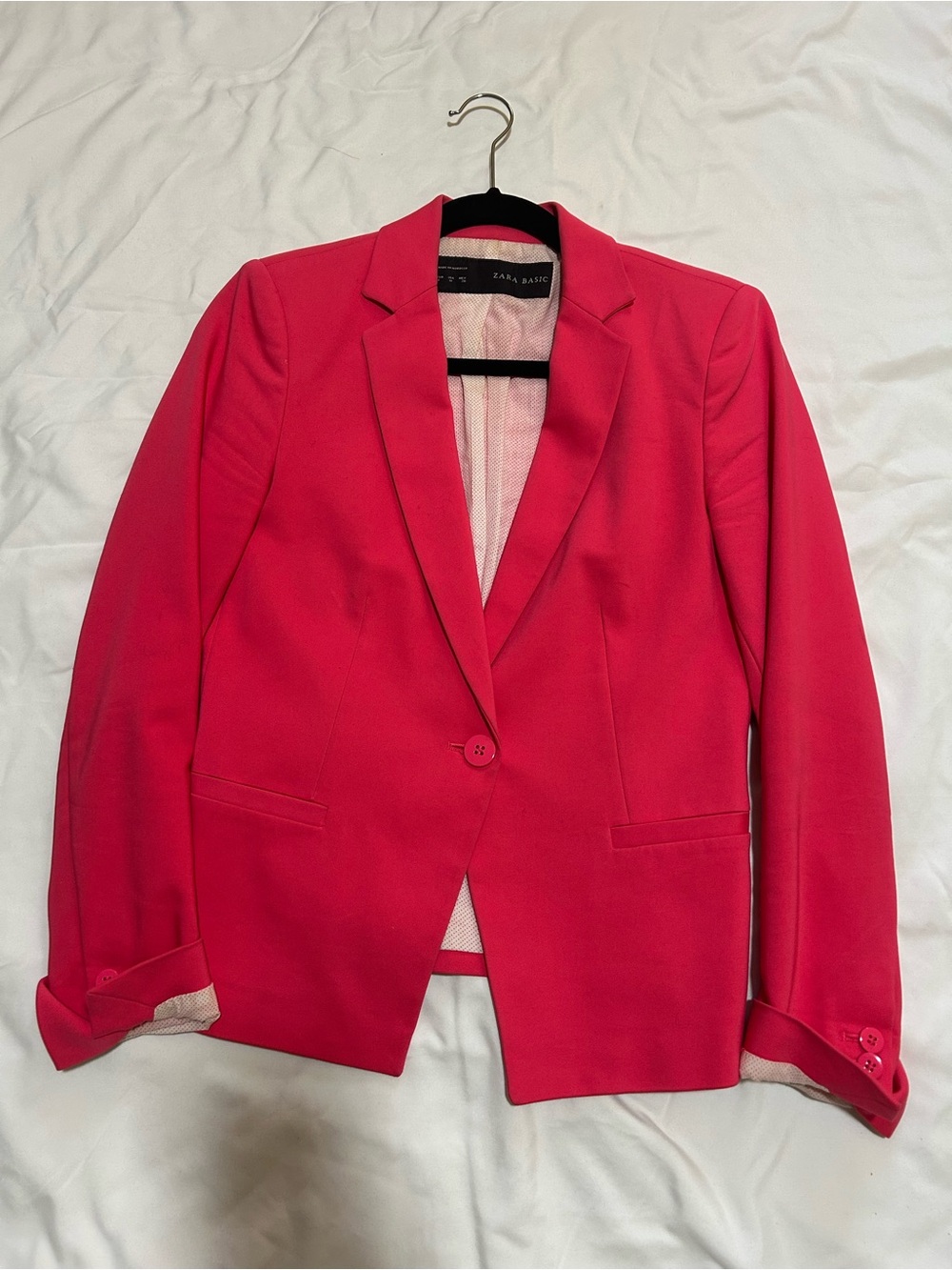 Zara Women's Hot Pink Single-Button Blazer